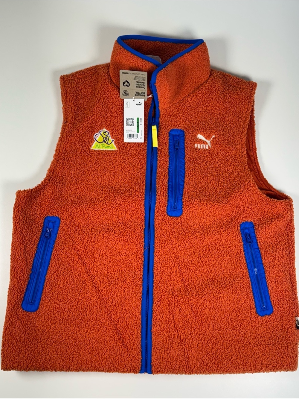 Puma Orange Sherpa Vest with Blue Trim